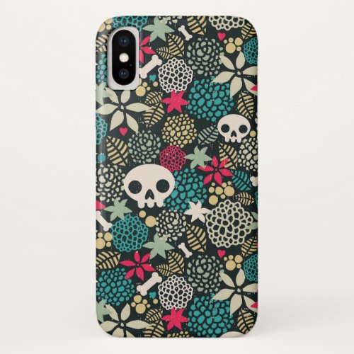 Skull in flowers iPhone x case