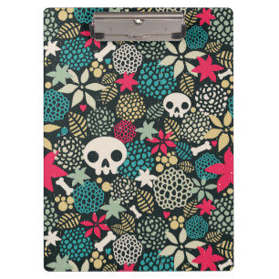 Skull in flowers clipboard