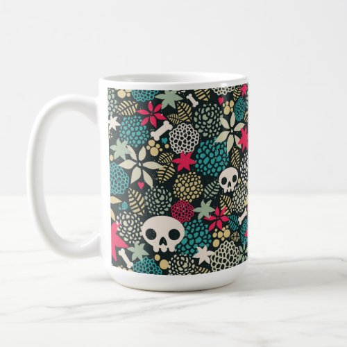 Skull in flowers coffee mug