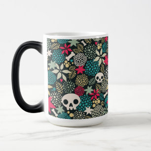 Skull in flowers color morph mug