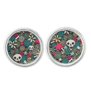 Skull in flowers cufflinks