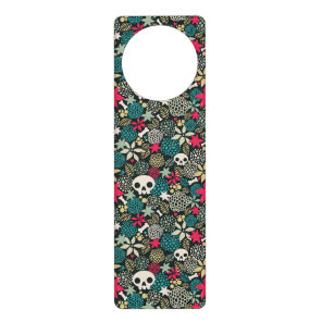 Skull in flowers door hanger