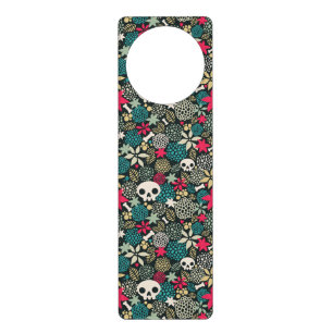 Skull in flowers door hanger