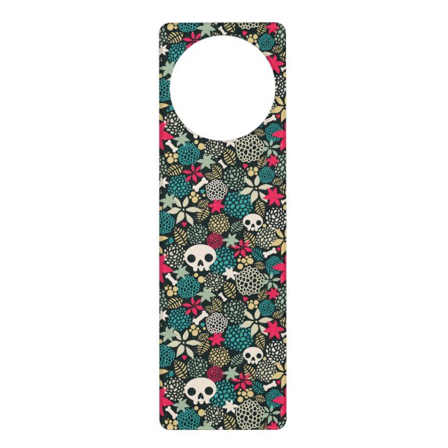 Skull in flowers door hanger (Front)