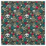 Skull in flowers fabric