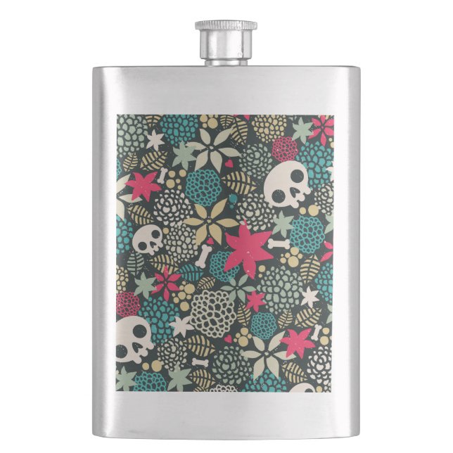 Skull in flowers flask (Front)