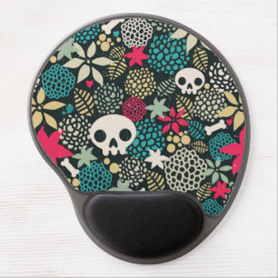 Skull in flowers gel mouse pad