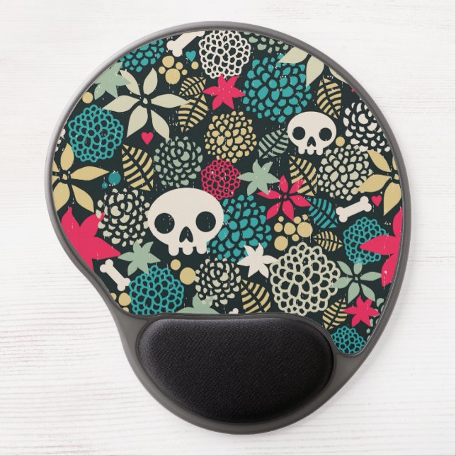 Skull in flowers gel mouse pad (Front)
