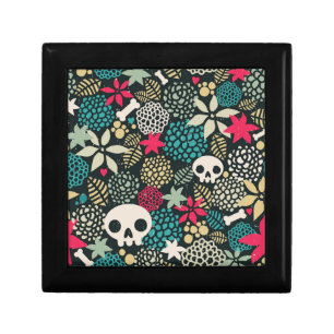 Skull in flowers gift box