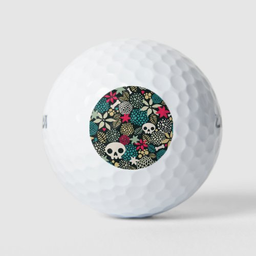 Skull in flowers golf balls