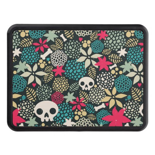 Skull in flowers hitch cover