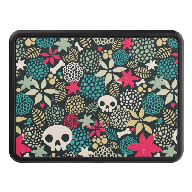 Skull in flowers hitch cover (Front)