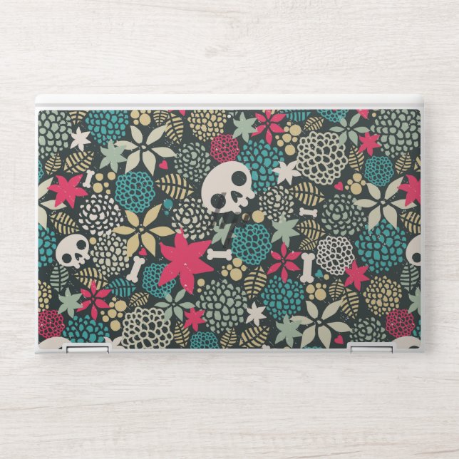 Skull in flowers HP laptop skin (Front)