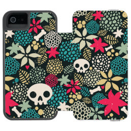 Skull in flowers iPhone SE/5/5s wallet case