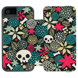 Skull in flowers iPhone SE/5/5s wallet case