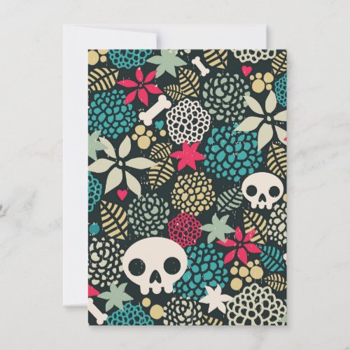 Skull in flowers invitation