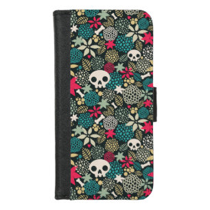 Skull in flowers iPhone 8/7 wallet case