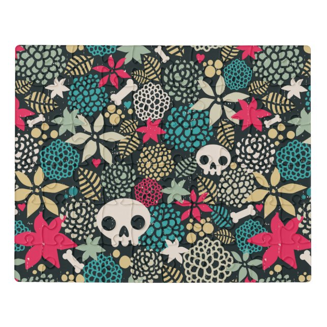 Skull in flowers jigsaw puzzle (Puzzle Horizontal)