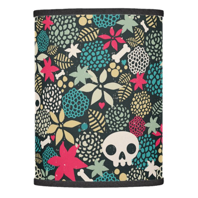 Skull in flowers lamp shade (Front)