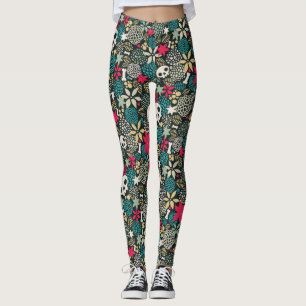 Skull in flowers leggings