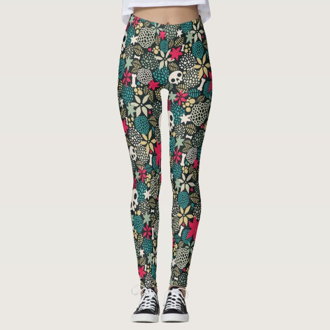 Skull in flowers leggings (Front)