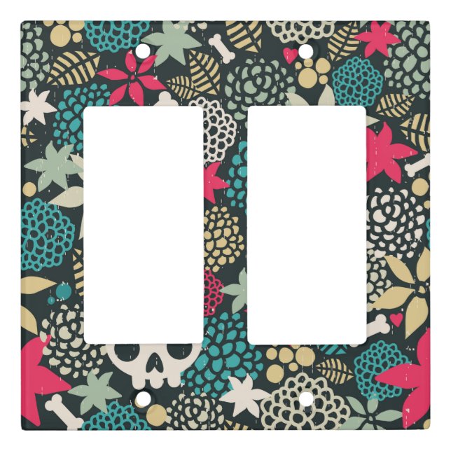 Skull in flowers light switch cover (Front)
