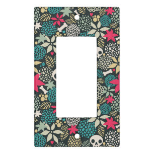 Skull in flowers light switch cover