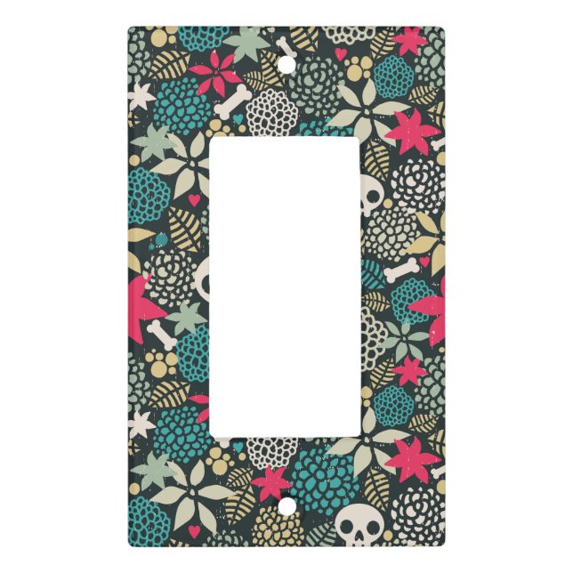 Skull in flowers light switch cover (Front)