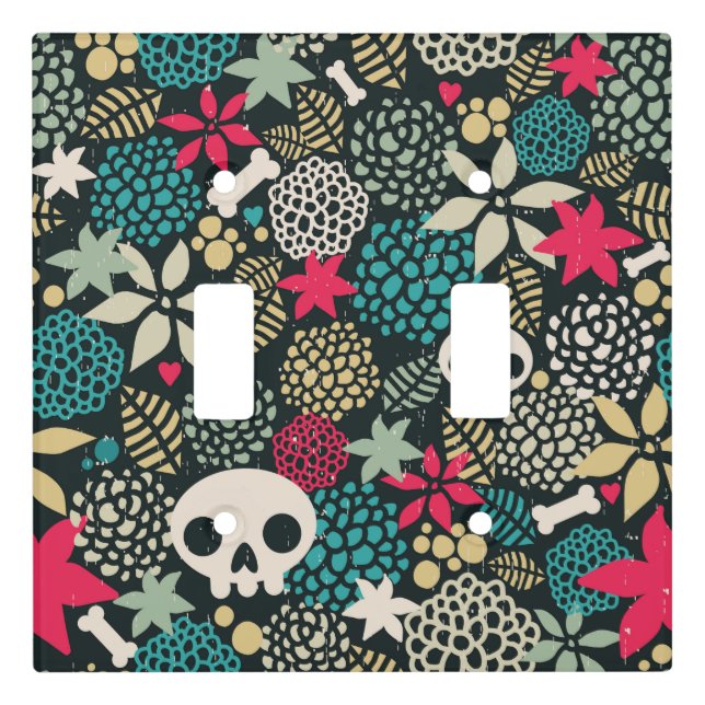 Skull in flowers light switch cover (Front)