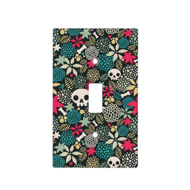 Skull in flowers light switch cover (Front)