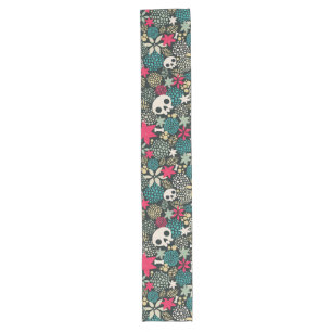 Skull in flowers long table runner