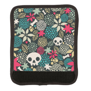 Skull in flowers luggage handle wrap