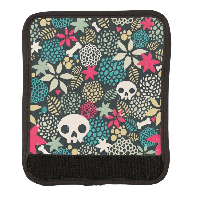 Skull in flowers luggage handle wrap (Front)