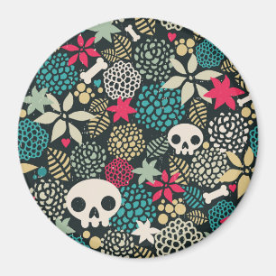 Skull in flowers magnet