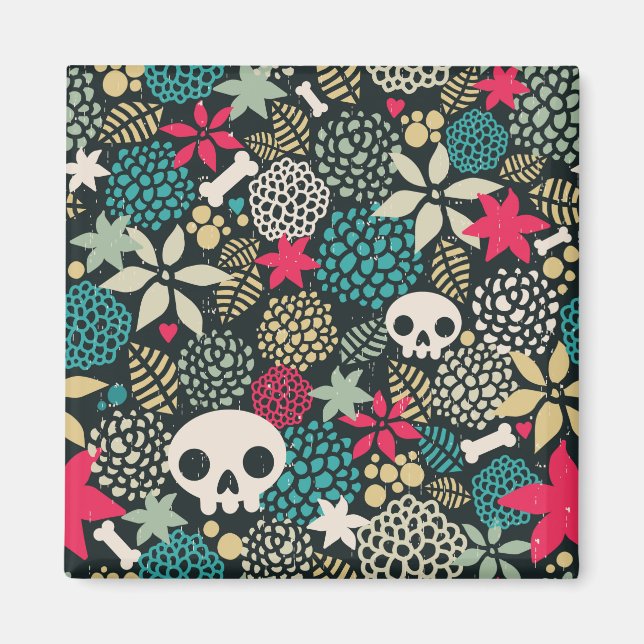 Skull in flowers magnet (Front)