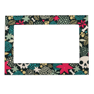 Skull in flowers magnetic frame