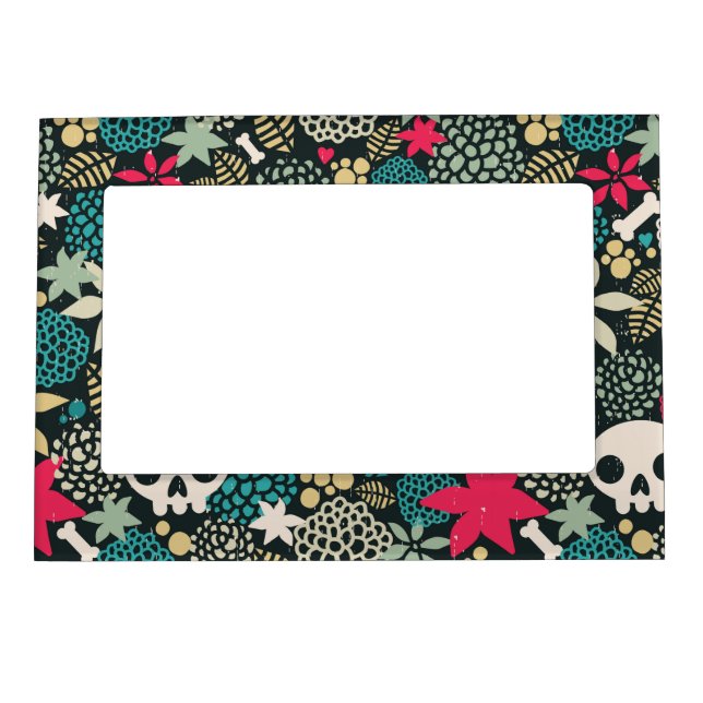 Skull in flowers magnetic frame (Front)