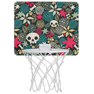 Skull in flowers mini basketball hoop