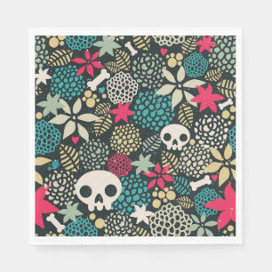 Skull in flowers napkins