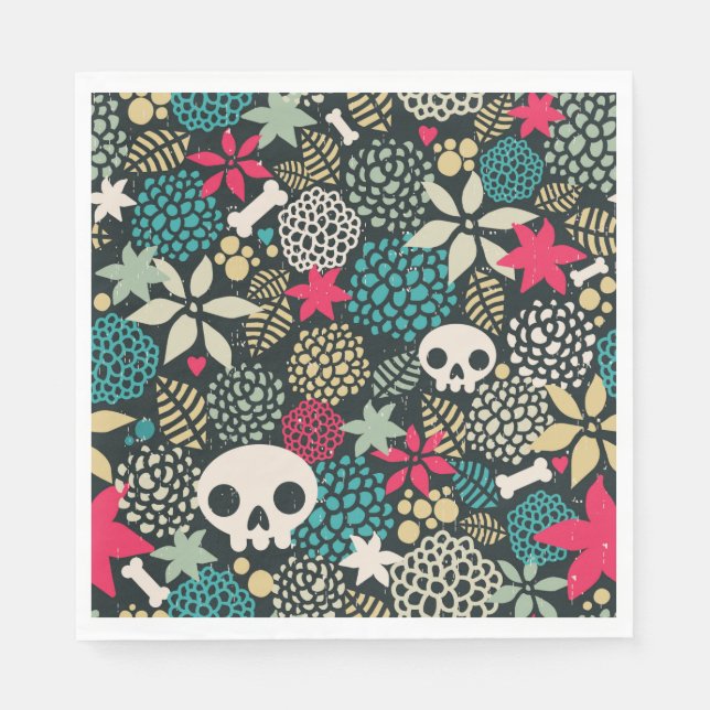 Skull in flowers napkins (Front)