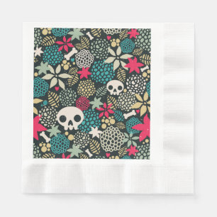 Skull in flowers napkins