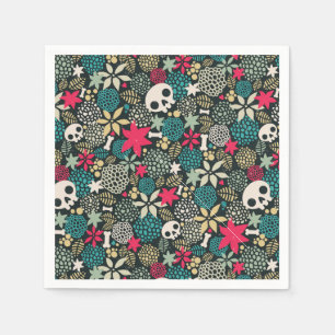 Skull in flowers napkins