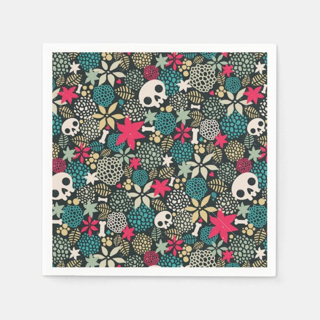 Skull in flowers napkins (Front)