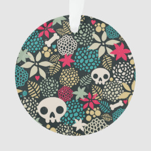 Skull in flowers ornament