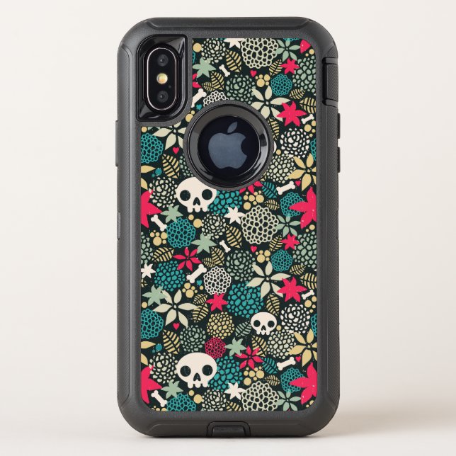 Skull in flowers otterbox iPhone case (Back)