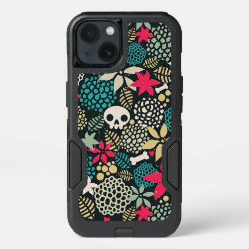 Skull in flowers iPhone 13 case