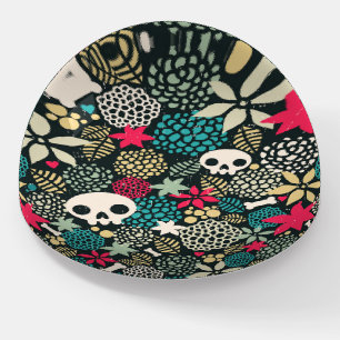 Skull in flowers paperweight