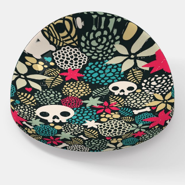 Skull in flowers paperweight (Angled)