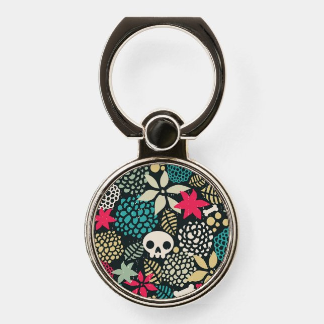 Skull in flowers phone ring stand (Front)