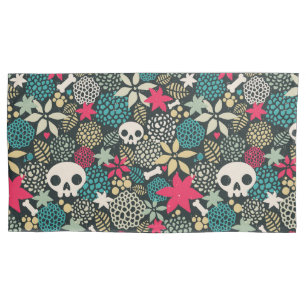 Skull in flowers pillow case